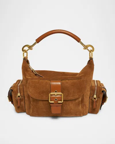 Chloé Medium Camera Shoulder Bag In Suede In Brown