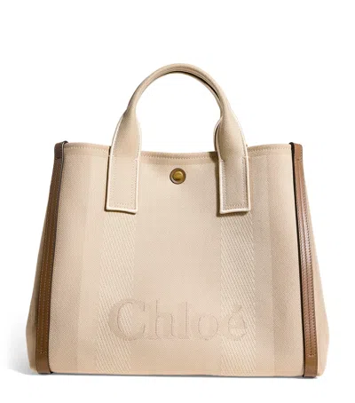 Chloé Medium Canvas Carry Tote Bag In Beige