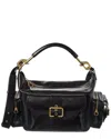 Chloé Camera Bag Black Shoulder Bag With Logo Buckle And Removable Handle In Leather Woman In Black
