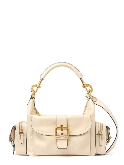 Chloé Medium Double Carry Leather Shoulder Bag In Sand