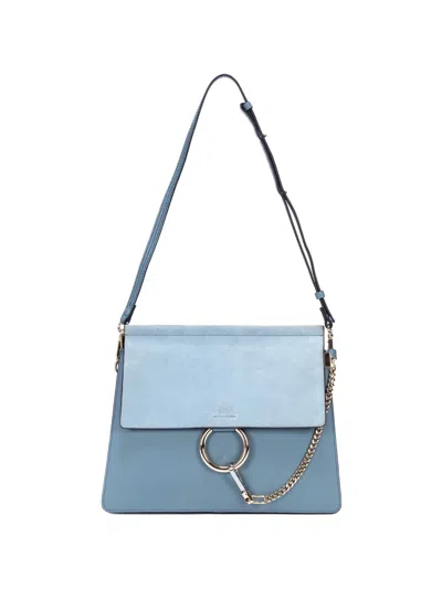 Pre-owned Chloé Medium Faye Shoulder Bag In Blue