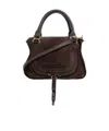 Chloé Dark Brown Suede Medium Marcie Handbag In Black