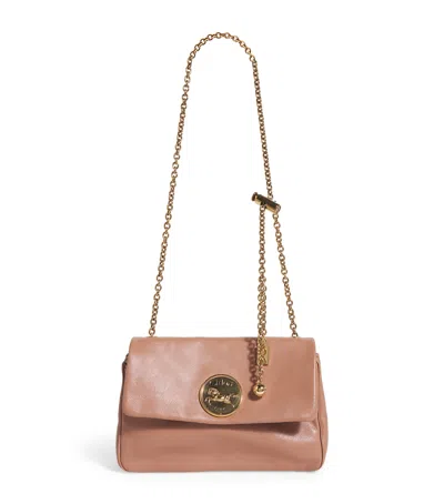 Chloé Medium Leather Heritage Shoulder Bag In Pink