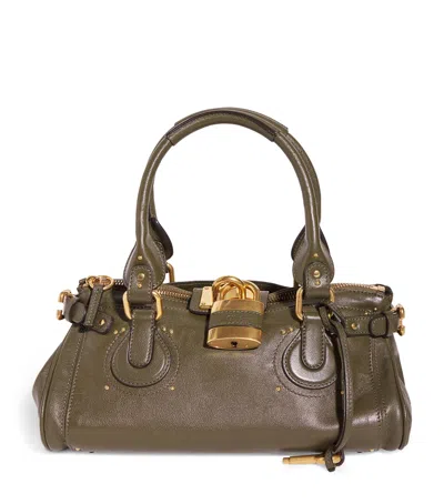 Chloé Medium Leather Spin Tote Bag In Green