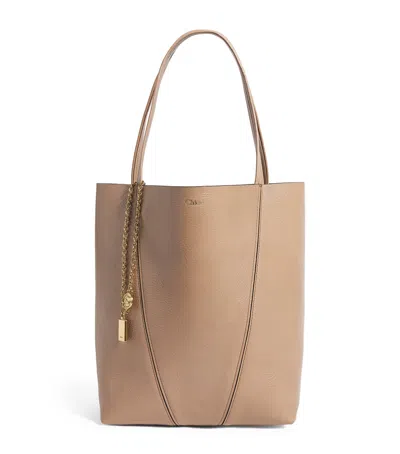 Chloé Medium Leather Spin Tote Bag In Pink