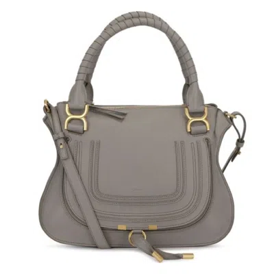 Chloé Chloe Medium Marcie Bag In Grained Leather In Gray