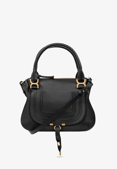 Chloé Medium Marcie Calf Leather Shoulder Bag In Black