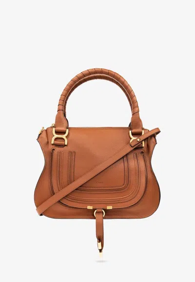 Chloé Medium Marcie Calf Leather Shoulder Bag In Brown