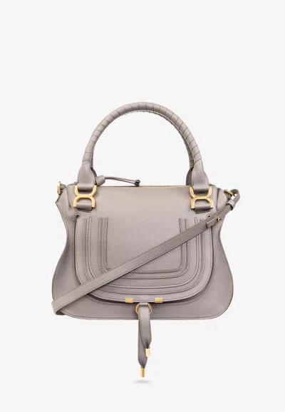 Chloé Medium Marcie Calf Leather Shoulder Bag In Gray