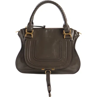 Chloé Medium Marcie Leather Satchel In 036 Flannel Grey