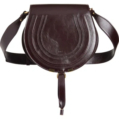 Chloé Medium Marcie Shiny Leather Crossbody Bag In Red