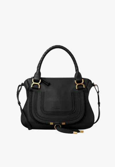 Chloé Marcie Medium Textured-leather Tote In Black