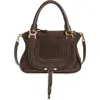Chloé Medium Marcie Suede Satchel In Brown