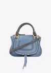 Chloé Small Marcie Leather Shoulder Bag In Blue