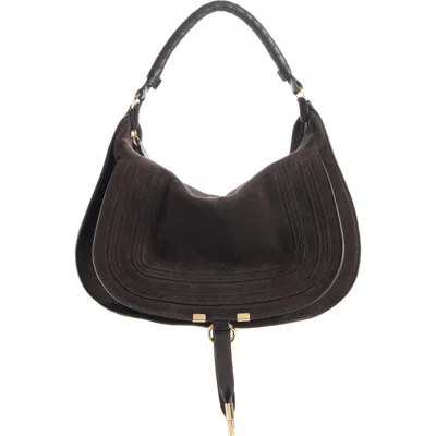 Chloé Medium Marcie Suede Shoulder Bag In Brown