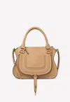 Chloé Medium Marcie Top Handle Bag In Grained Leather In Camel