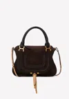 Chloé Medium Marcie Top Handle Bag In Suede Leather In Brown