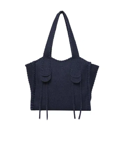 Chloé Medium Monty Denim Tote Bag In Black