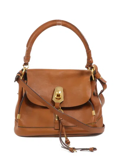 Pre-owned Chloé Medium Owen Flap Tote Bag In Brown