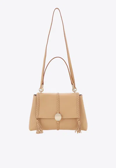 Chloé Medium Penelope Shoulder Bag In Beige