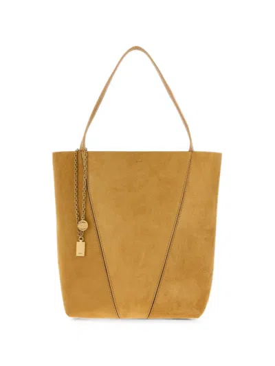 Chloé Medium Spin Suede Tote Bag In Yellow