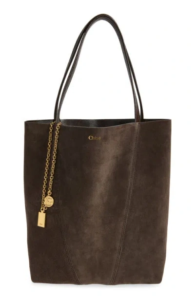 Chloé Medium Spin Suede Tote In Brown