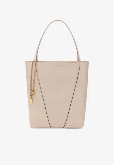Chloé Medium Spin Tote Bag In Neutral