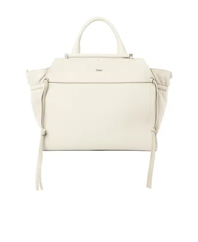 Chloé Medium Steph Leather Tote Bag In White