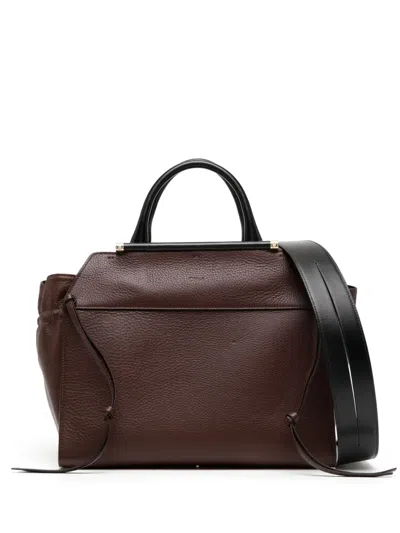 Chloé Medium Steph Logo-debossed Shoulder Bag In Brown