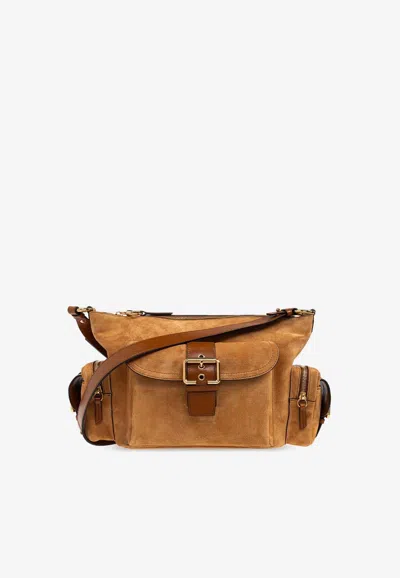 Chloé Medium Suede Camera Bag In Brown