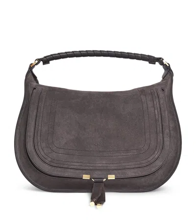 Chloé Medium Suede Marcie Shoulder Bag In White