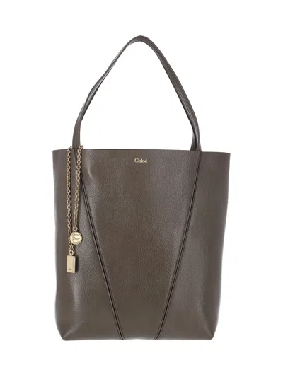 Chloé Medium Tote Bag Spin In Gray