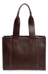 Chloé Medium Woody Leather Tote In Deep Violine 55p
