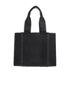 Chloé Medium Woody Tote Bag In Calf Leather In Black