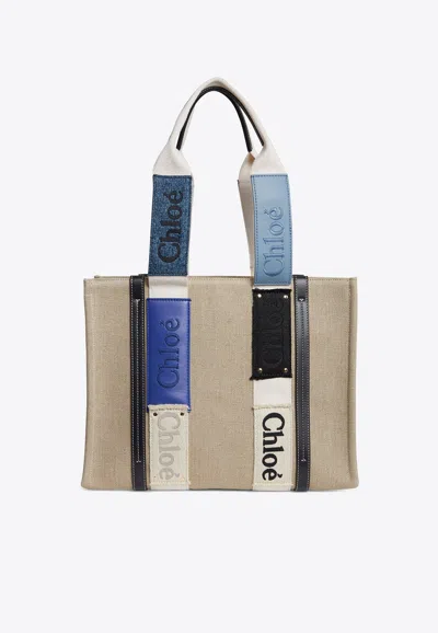 Chloé Medium Woody Tote Bag In Beige