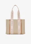 Chloé Medium Woody Tote Bag In Beige