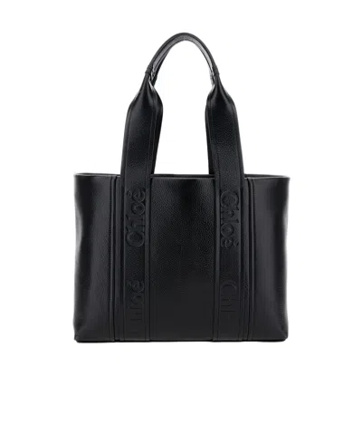 Chloé Medium Woody Tote Bag In Black