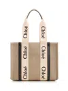 Chloé Natural Canvas Woody Bag In Blue