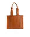Chloé Woody Medium Embroidered Leather Tote In Brown