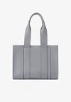 Chloé Medium Woody Tote Bag In Calf Leather In Blue