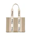 Chloé Medium Woody Tote Bag In Linen