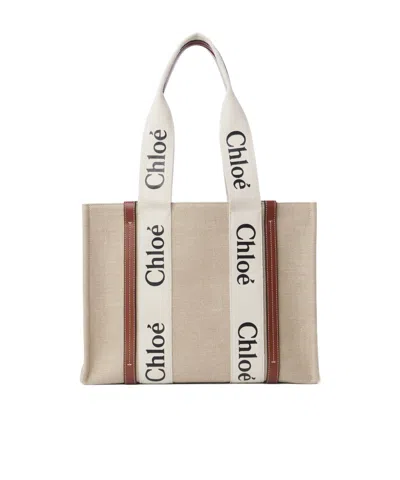 Chloé Medium Woody Toe Bag In Nude