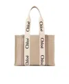 Chloé Women Medium Woody Tote Bag In Linen In Multi
