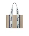 Chloé Woody Medium Canvas Tote In Nude