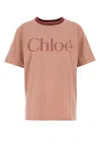 Chloé Pink Cotton T-shirt With Logo In Pink