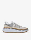 Chloé Mens Chloe Nama Embroidered Suede And Recycled Mesh Trainers In White