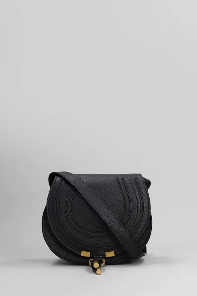 Chloé Small Marcie Saddle Bag In Grained Leather In Black
