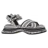 Chloé Meril Weaved Sandals In Black Cotton In Black