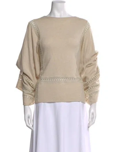 Pre-owned Chloé Merino Wool Bateau Neckline Top In Neutral
