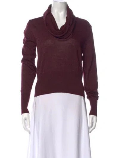 Pre-owned Chloé Merino Wool Cowl Neck Sweater In Burgundy